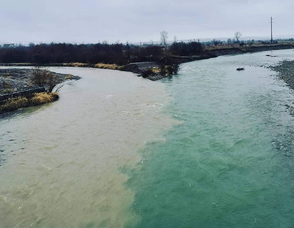 Встреча двух рек на Франковщине, вода в которых не смешивается