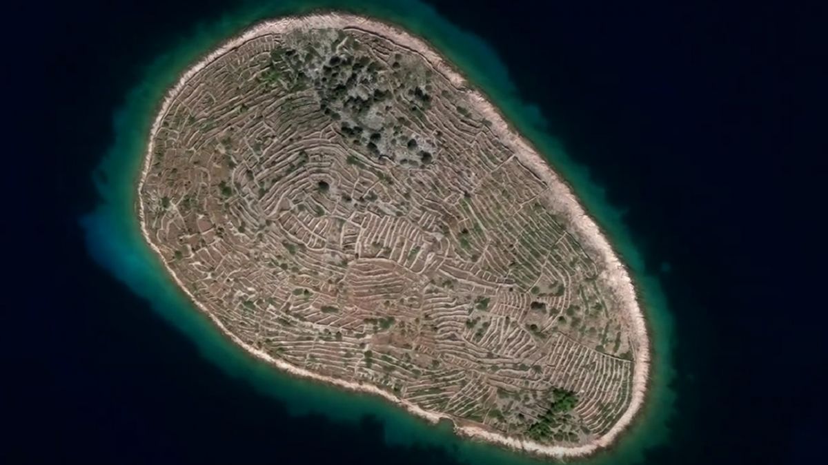 В Хорватии расположен остров, который выглядит, как отпечаток пальца В Хорватии расположен остров, который выглядит, как отпечаток пальца