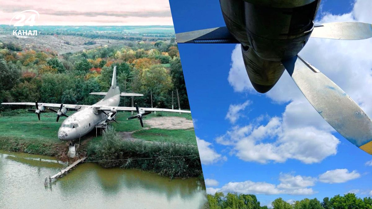 У селі Високе стоїть АН-12 біля ставу У селі Високе стоїть АН-12 біля ставу