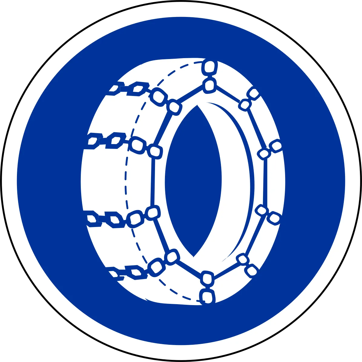 Синій круглий знак із символом снігового ланцюга / фото Вікіпедії Синій круглий знак із символом снігового ланцюга / фото Вікіпедії