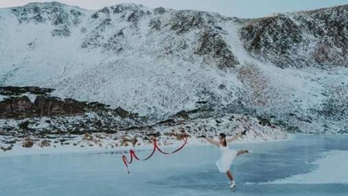 Красота и грация: украинка станцевала на коньках на замерзшем Бребенескуле