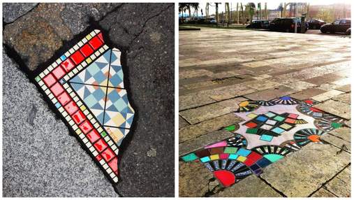 Француз латает мозаикой дыры на тротуарах, создавая красочные орнаменты